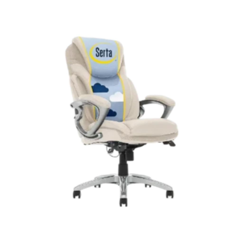 Serta Bryce Executive Office Chair – Cream Leather with Memory Foam