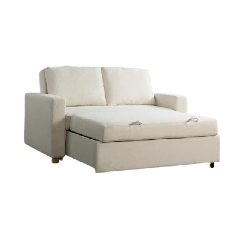 Serta® Tulsa 66.1" Convertible Sleeper Loveseat – Boucle Ivory